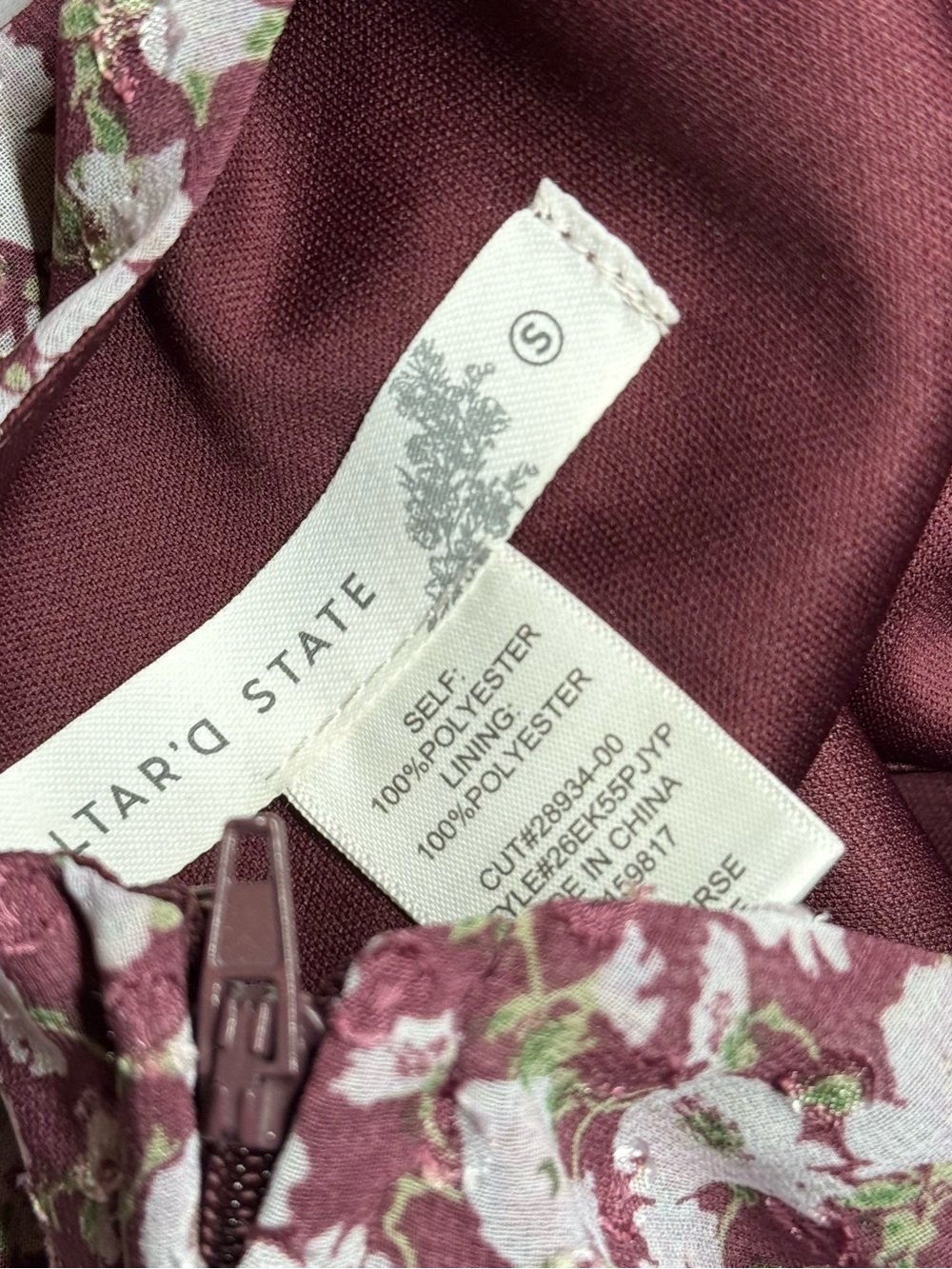 NWT Altar'd State Mauve Floral Mini Dress with Cream Flowers - Picture 4 of 5